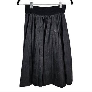 Eternelle Aislyn Faux Leather Black Pleated Midi Skirt Small